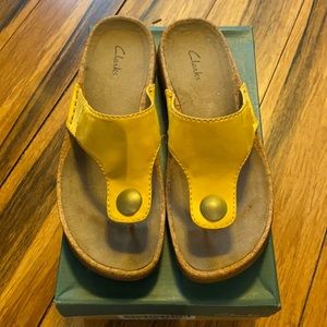 yellow CLARKS sandals